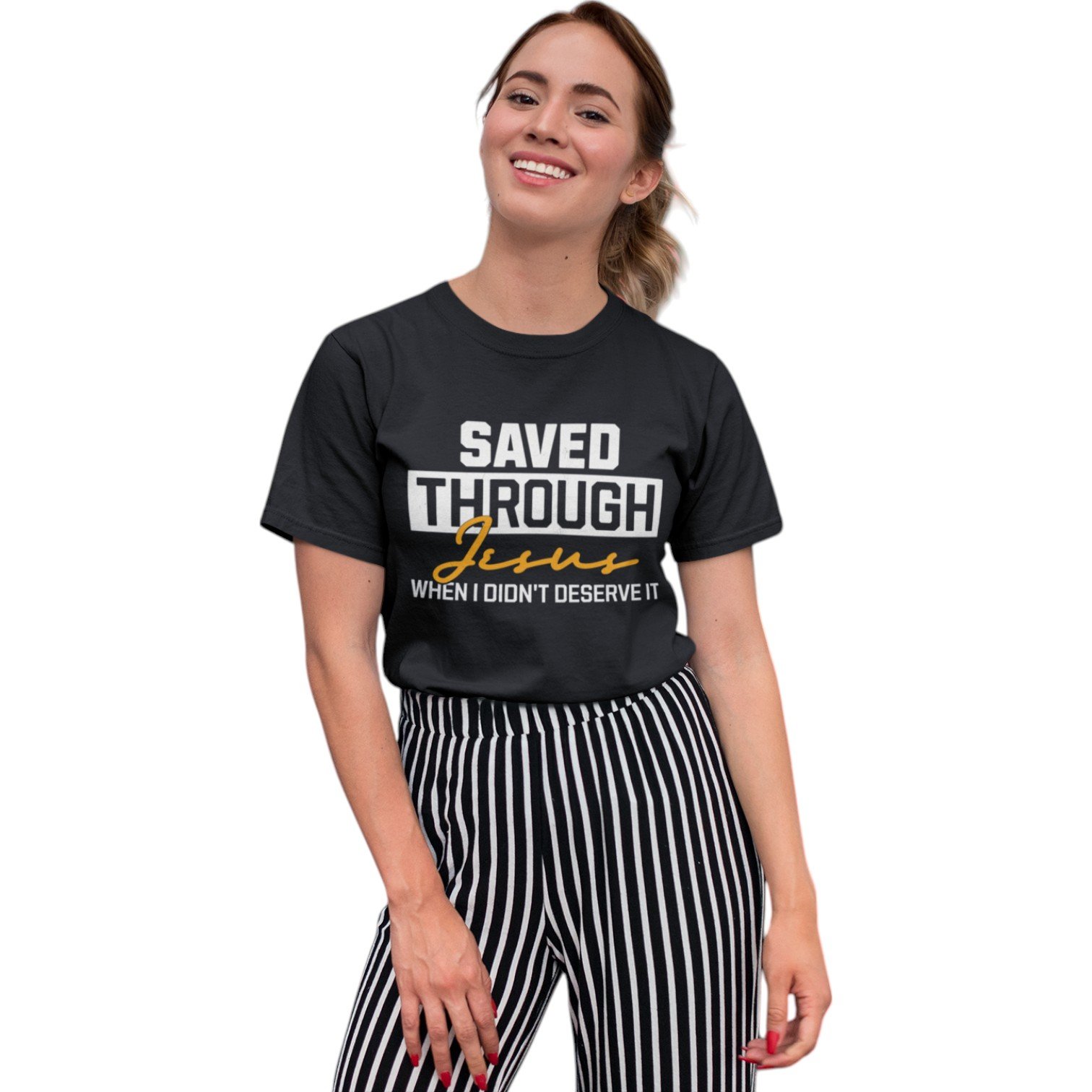 Premium Unisex Saved Through Jesus Religious T-Shirt