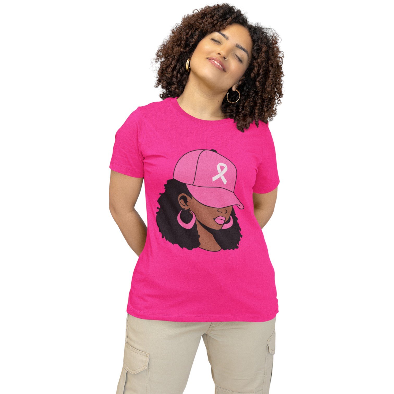 “Pink Cap Queen” Breast Cancer Awareness Tee - Image 6