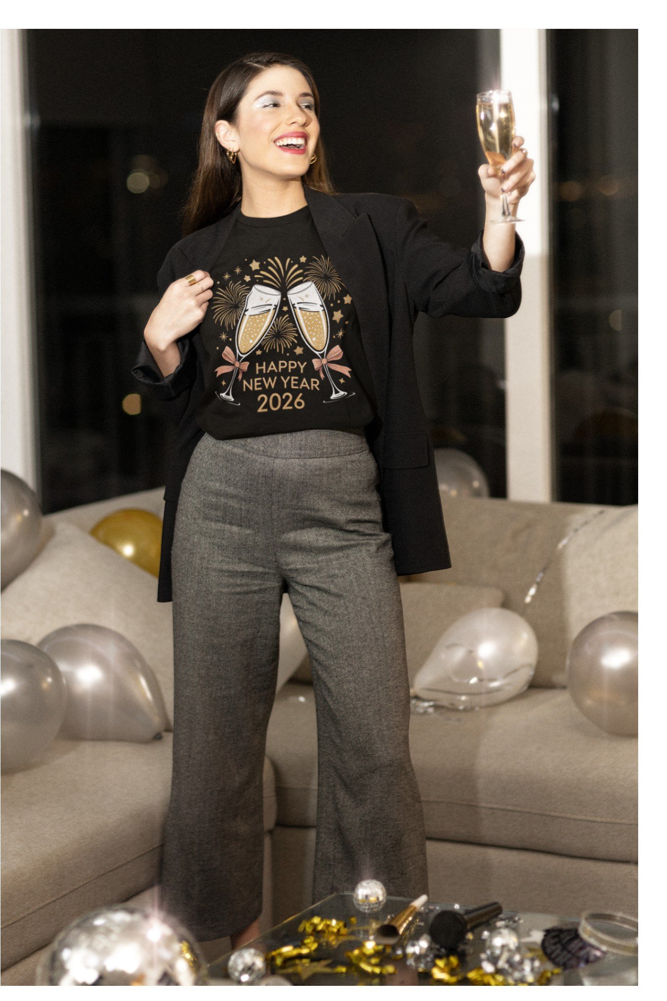 2026 Happy New Year Champagne Toast Tee – Festive Celebration T-Shirt - Image 3