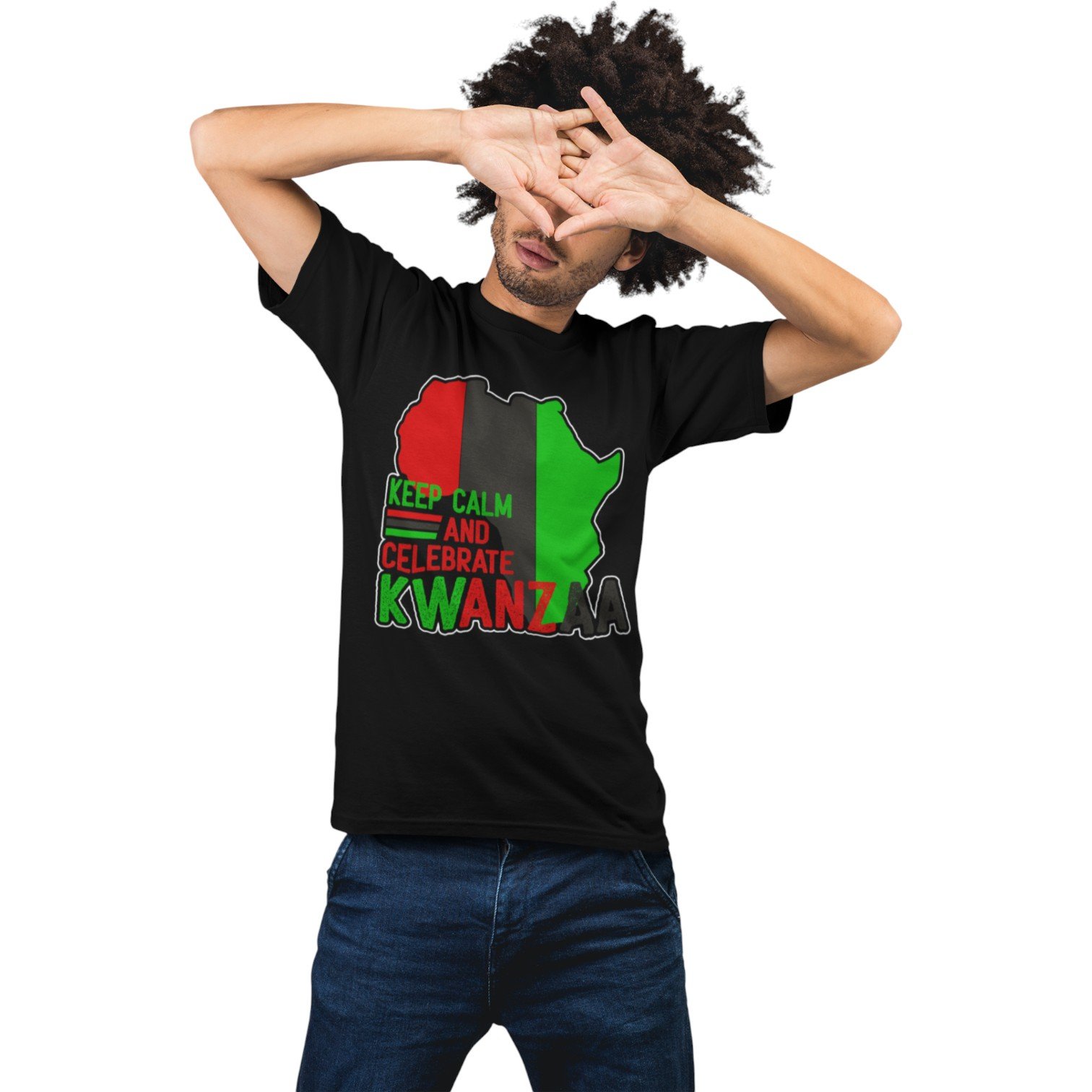Keep Calm and Celebrate Kwanzaa T-Shirt – Unisex Cultural Graphic Tee - Image 3