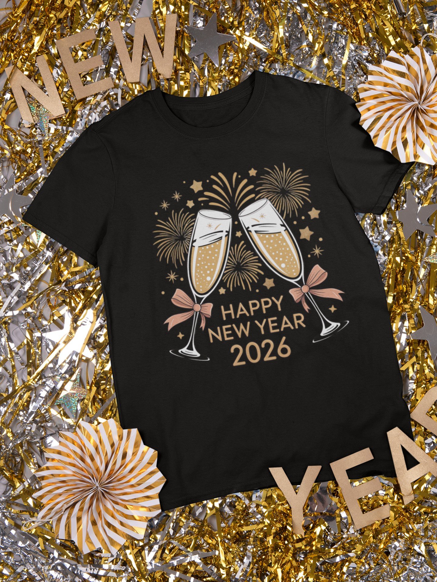 2026 Happy New Year Champagne Toast Tee – Festive Celebration T-Shirt