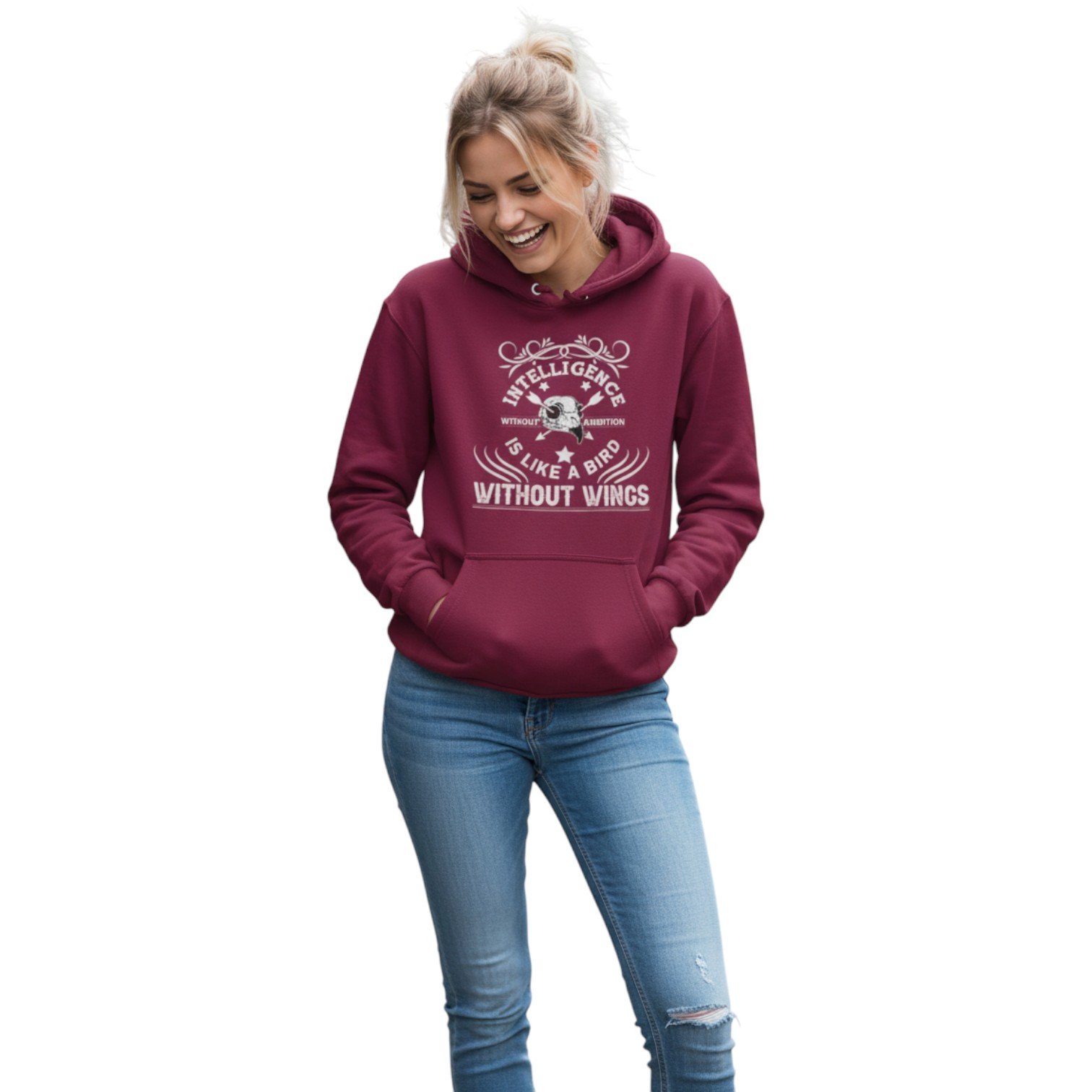 Intelligence Without Ambition Motivational Unisex Hoodie - Image 3